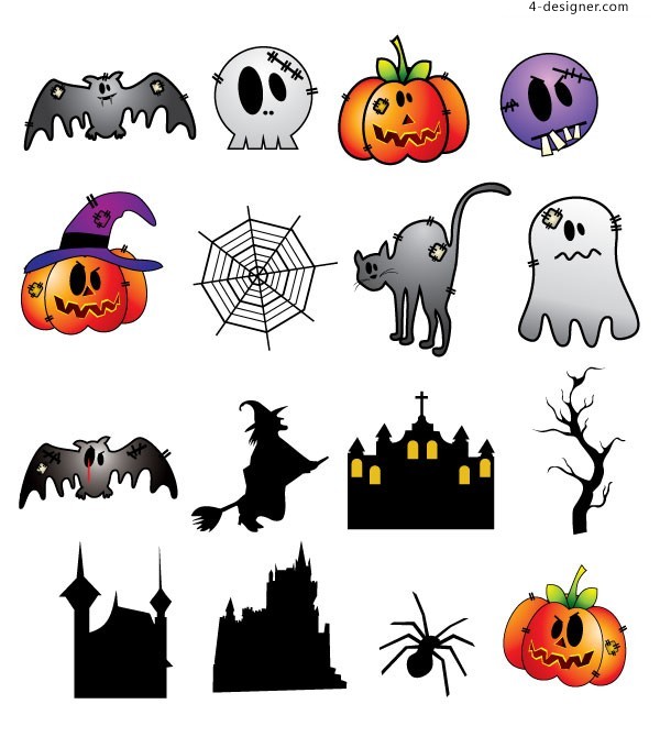 4-Designer | A set of Halloween characters vector materials