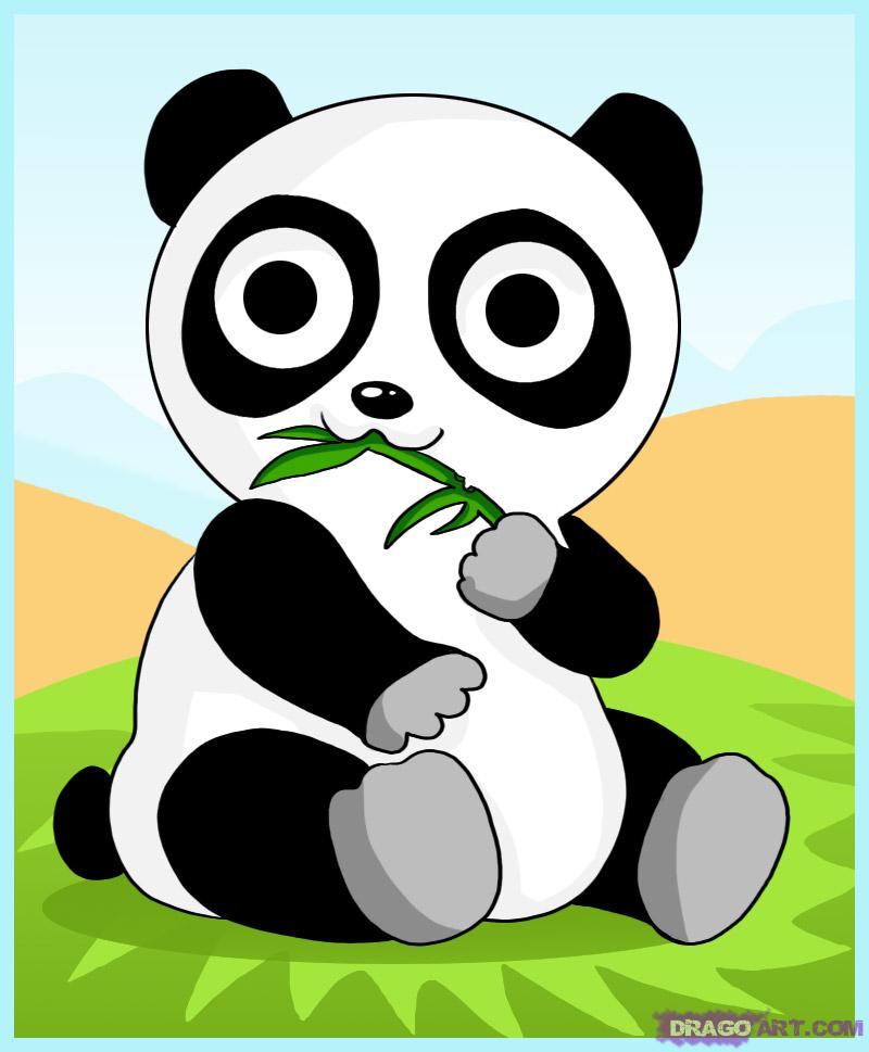 How to Draw a Cartoon Panda Bear, Step by Step, anime animals ...