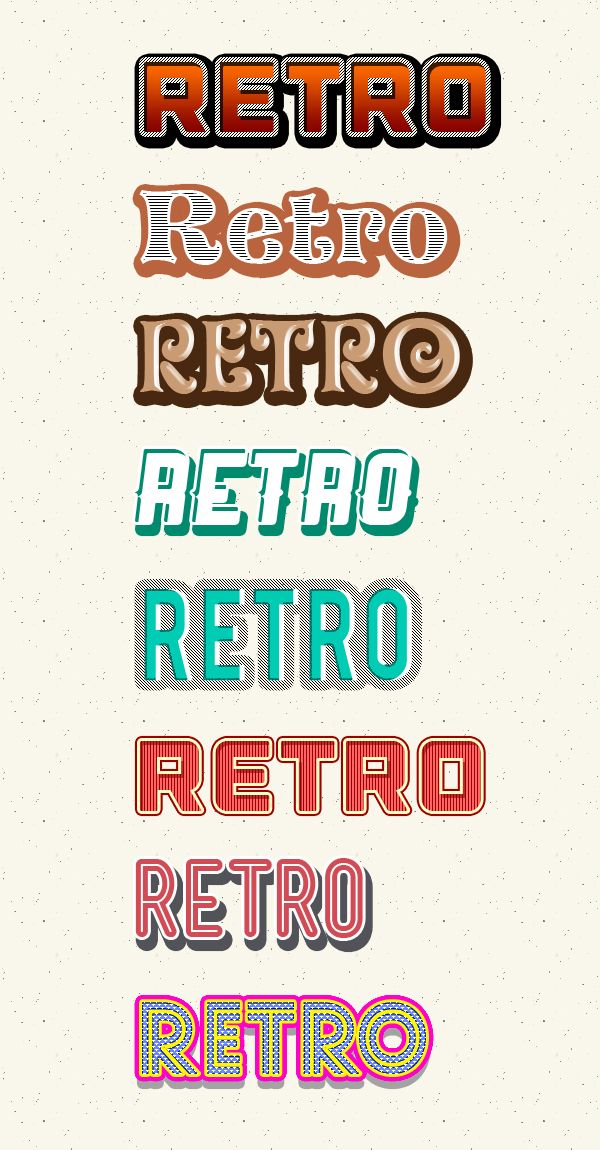 retro-text-styles | Fonts & Graphics (Free) | Pinterest