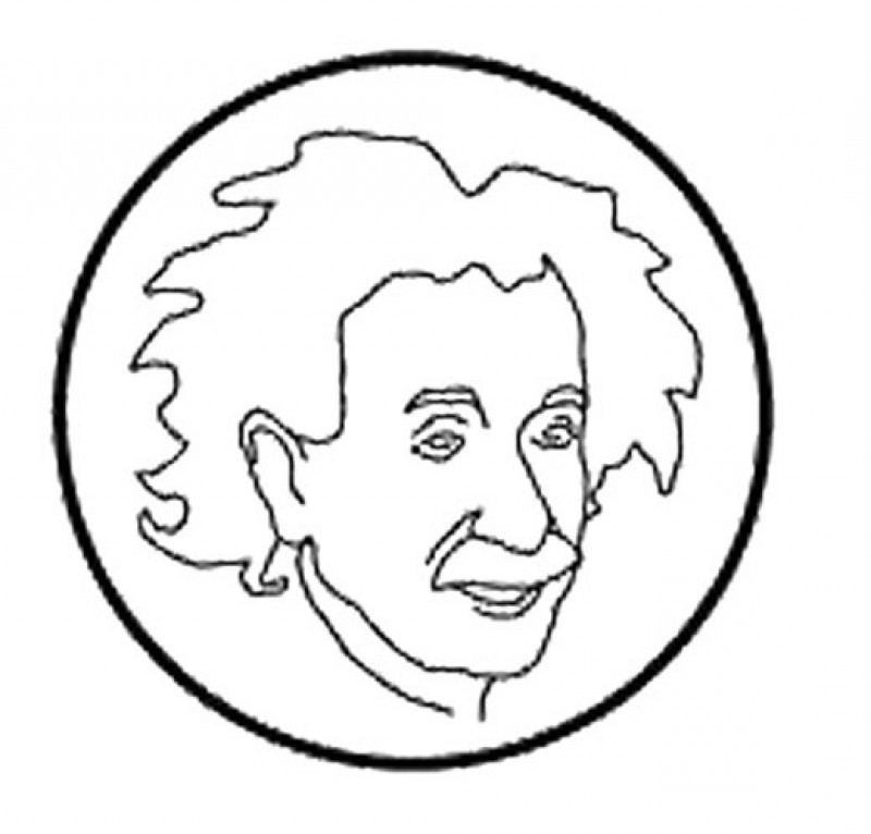 Albert Einstein Inside A Circle Coloring For Kids - Kids Colouring ...