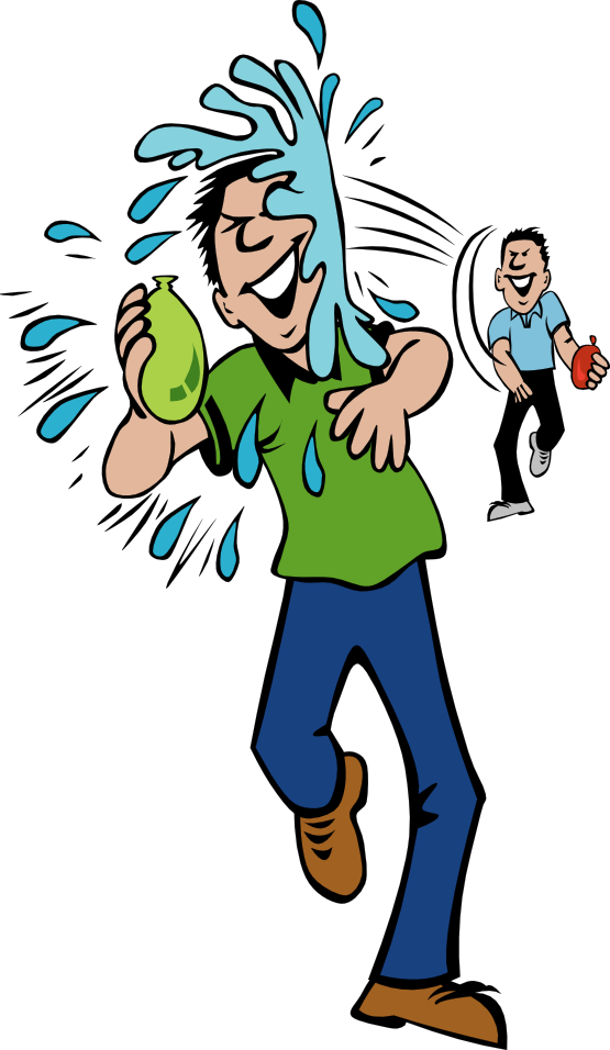 Free Two Boys Playing Water Fight Clip Art