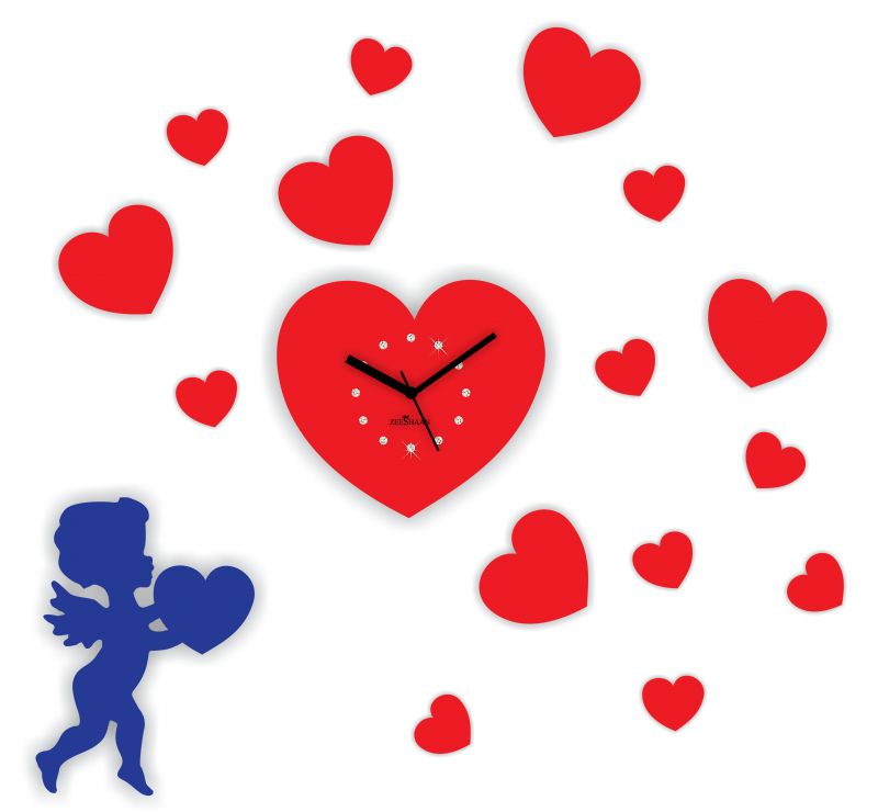 Buy Zeeshaan Cupid Heart Red & Blue Wall Clock Online | Best ...