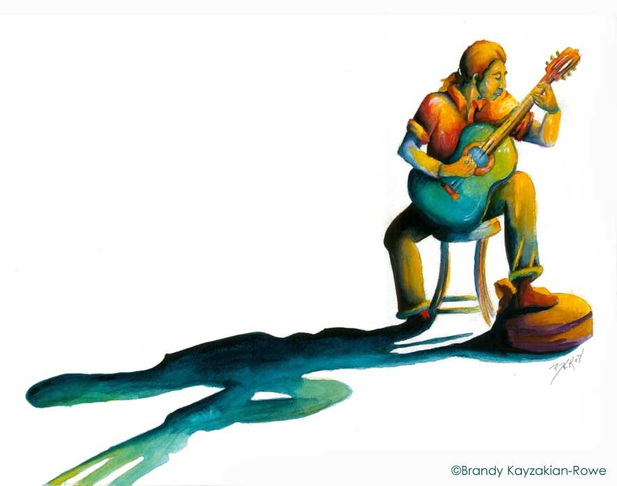 Art Print of Jazz Guitarist musician classical by WorldOfWander
