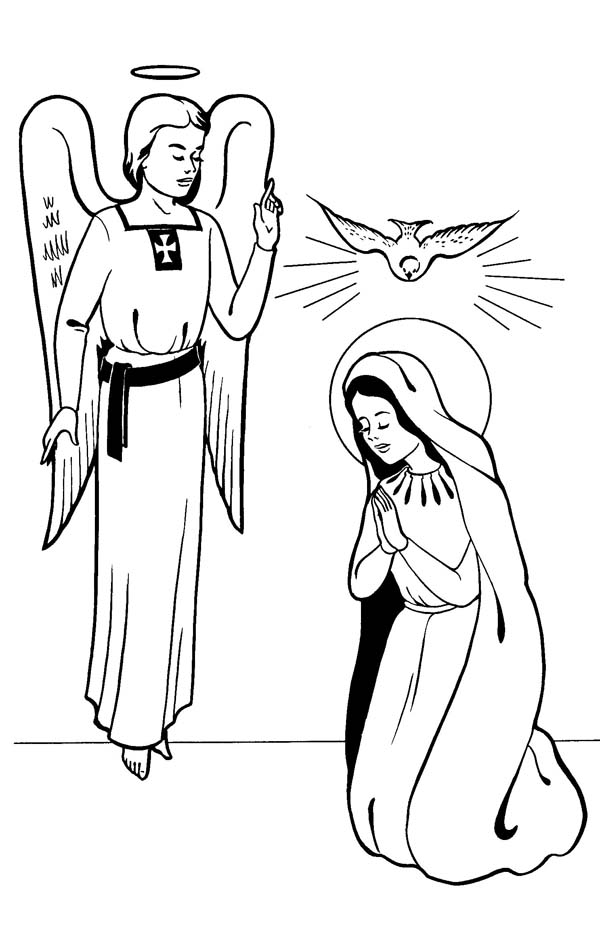 Annunciation with Angel Gabriel All Saints Day Coloring Page ...