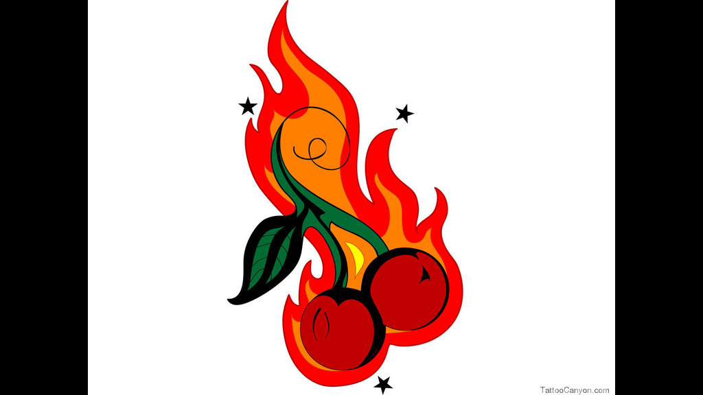 Free Designs Cherry On Fire Tattoo Wallpaper Picture #