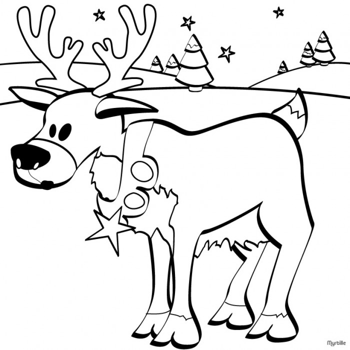 Reindeer Coloring Page For Kids : Printable Coloring Book Sheet ...