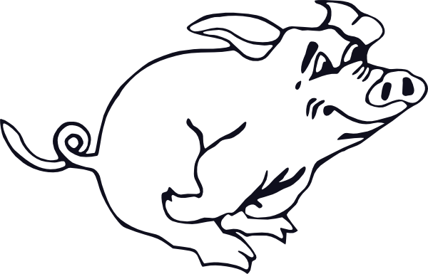 Outline Running Pig clip art - vector clip art online, royalty ...