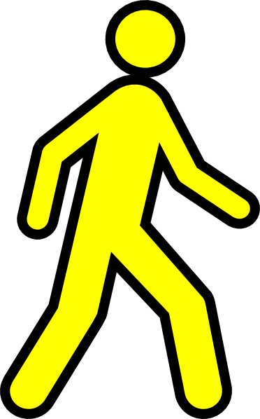 Yellow Walking Man With Black Outline clip art - vector clip art ...
