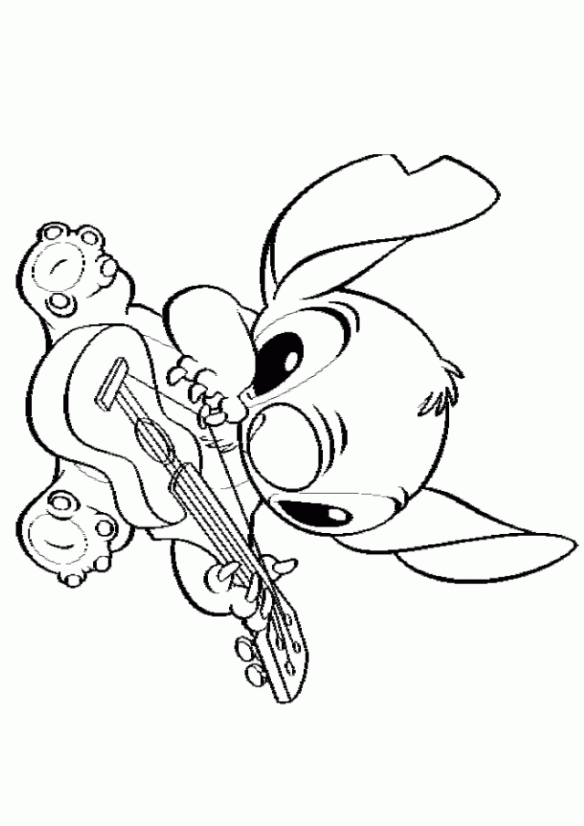Stitch With Guitar Printable Coloring Pages For Kids Print 194656