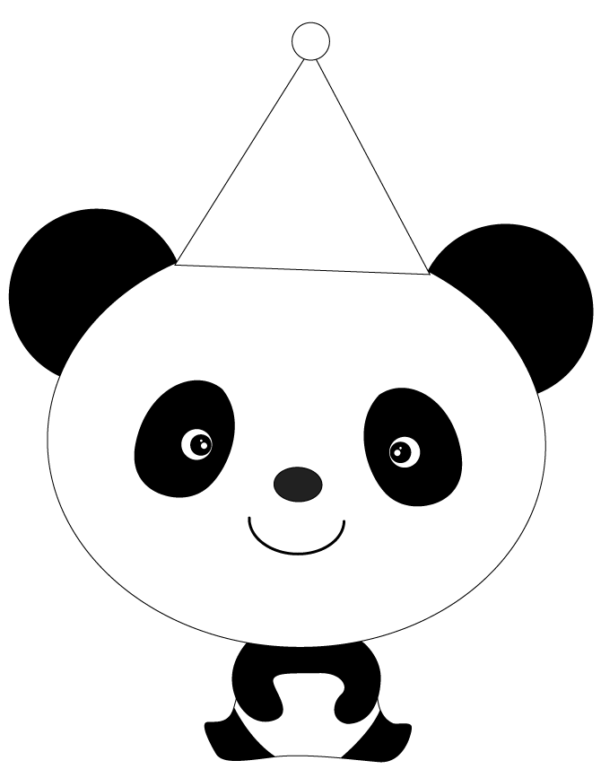 Cartoon Panda In Hat Coloring Page | H & M Coloring Pages