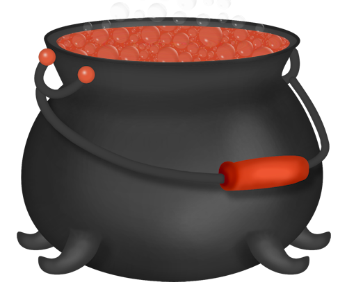 Halloween Orange Witch Cauldron Clipart