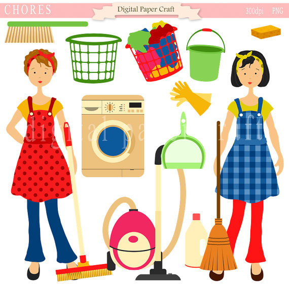 Clipart Housework Chores Clipart of by DigitalPaperCraft on Etsy