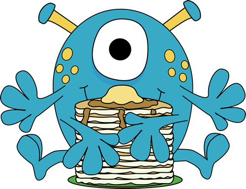 Monster Eating Pancakes Clip Art - Monster Eating Pancakes Image