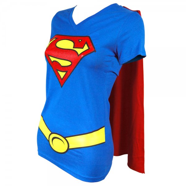 Ladies DC Comics Supergirl Cape T Shirt Blue