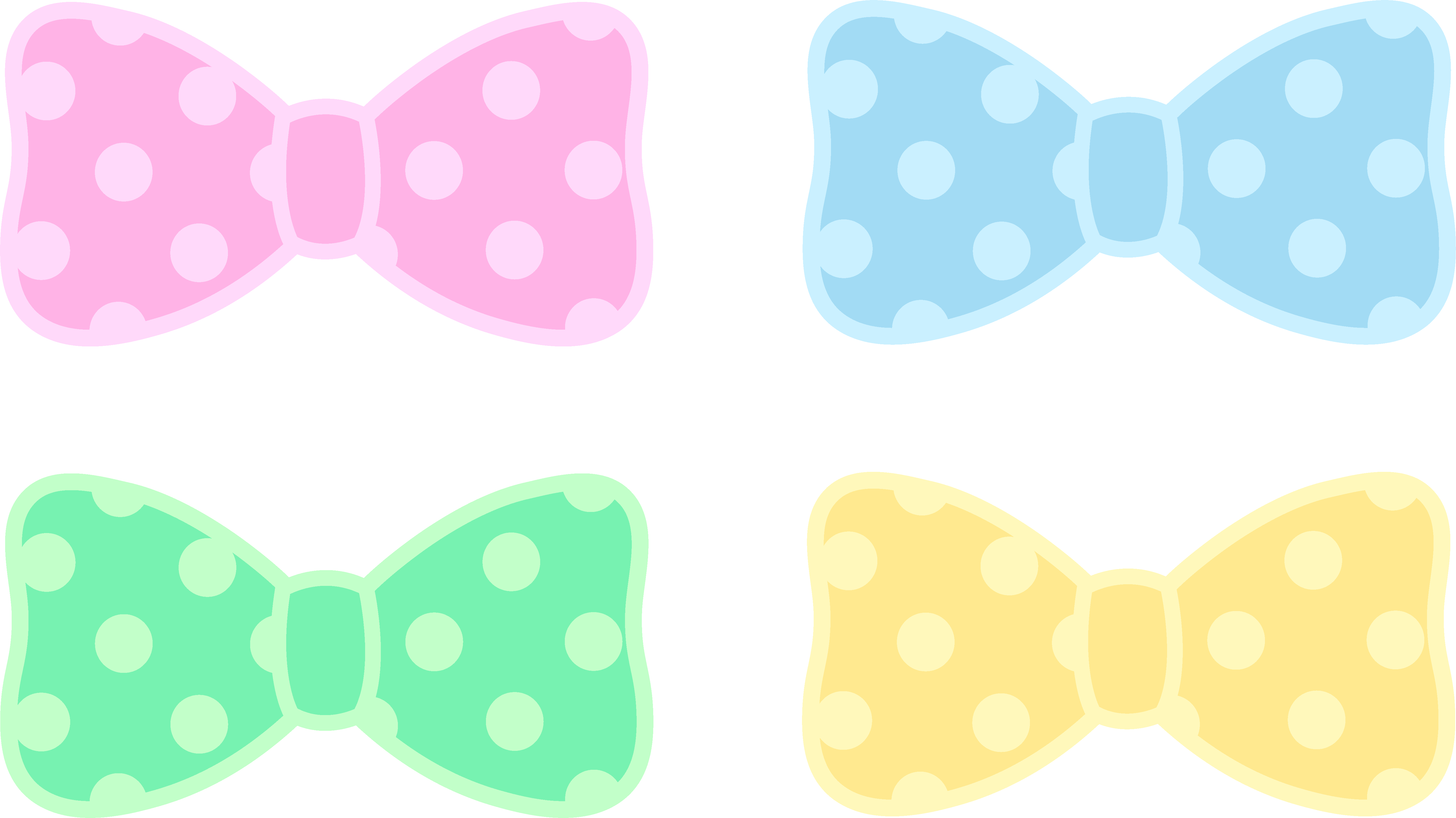 Cute Polka Dot Pastel Bows - Free Clip Art