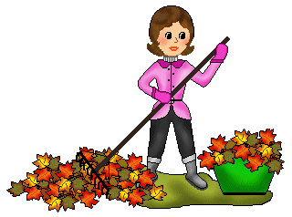 Fall Clip Art - Woman, Men and Autumn Leaves