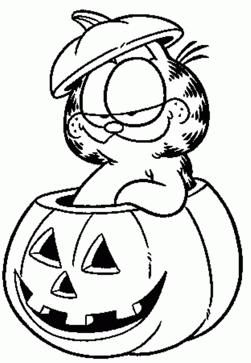 Garfield Halloween Coloring Pages For Preschool Kids - Hallowen ...