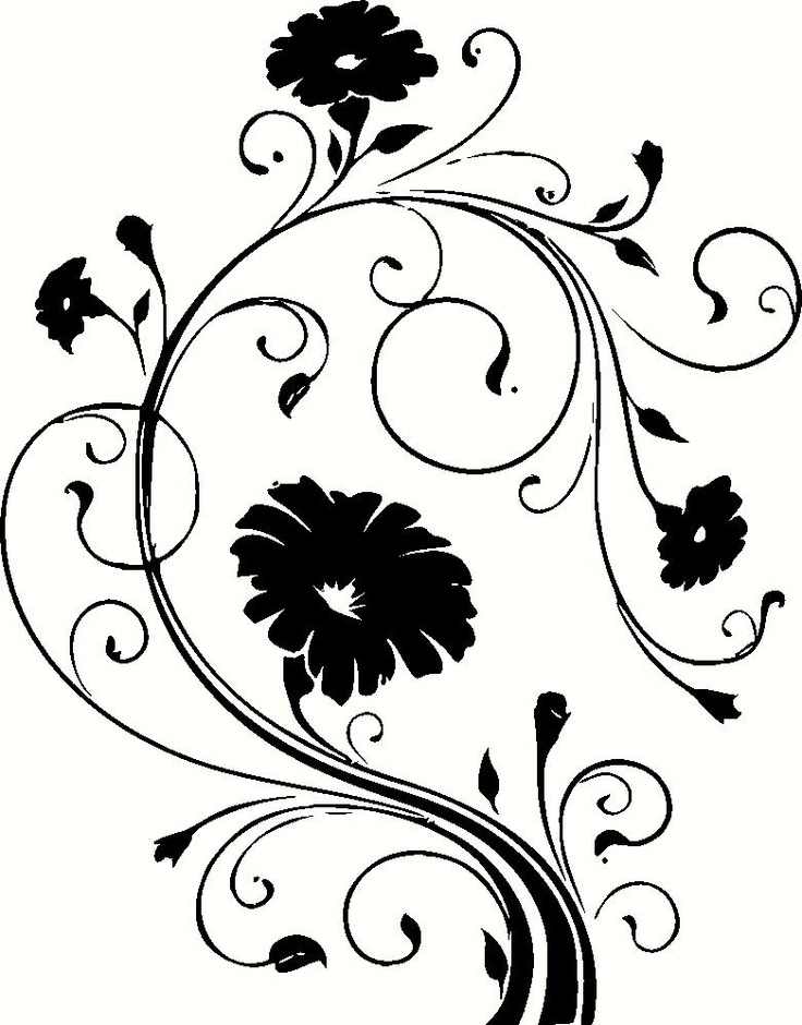 floralscrollbl_2.jpg (781×998) | Clipart - Flowers | Pinterest
