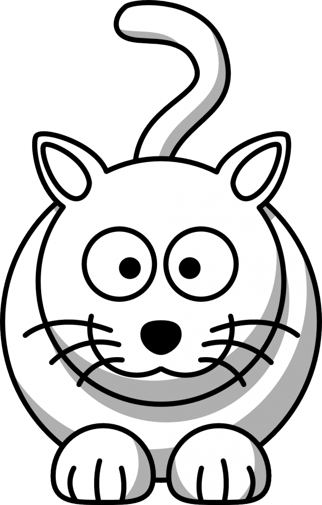 Cartoon Cat Black White Line Animal Coloring Sheet Colouring Page ...