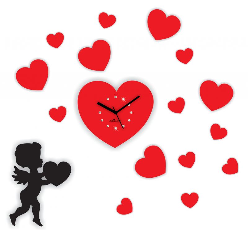 Buy Zeeshaan Cupid Heart Red & Black Wall Clock Online | Best ...