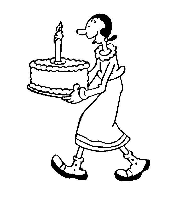 Olive Having Birthday Cake Coloring Page | Kids Coloring Page
