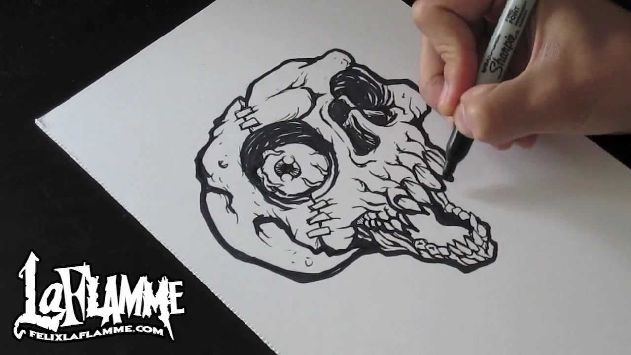 Skull - drawing a skull - speed drawing - YouTube