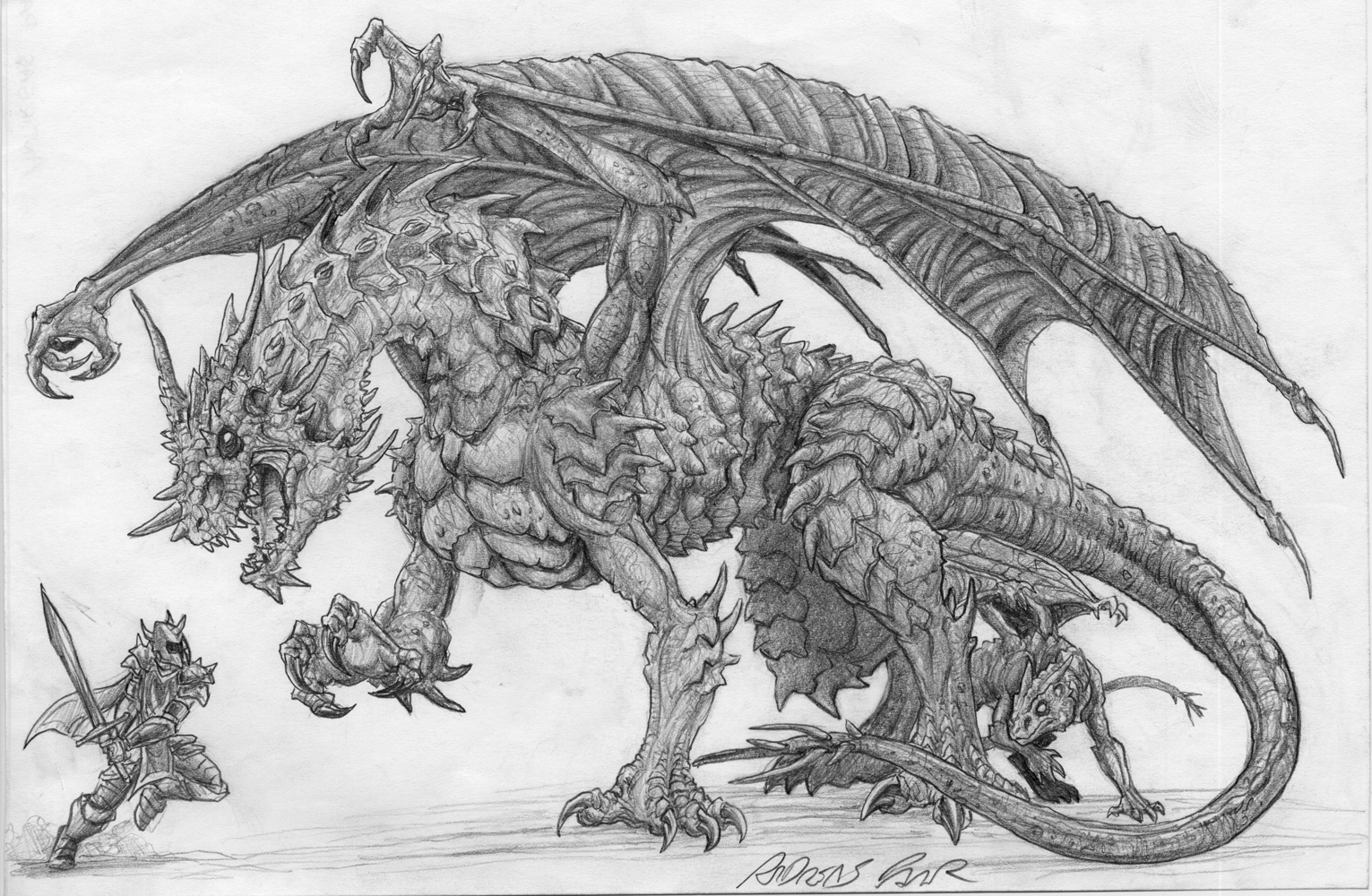 Evil Dragon Drawing | DrawingSomeone.com