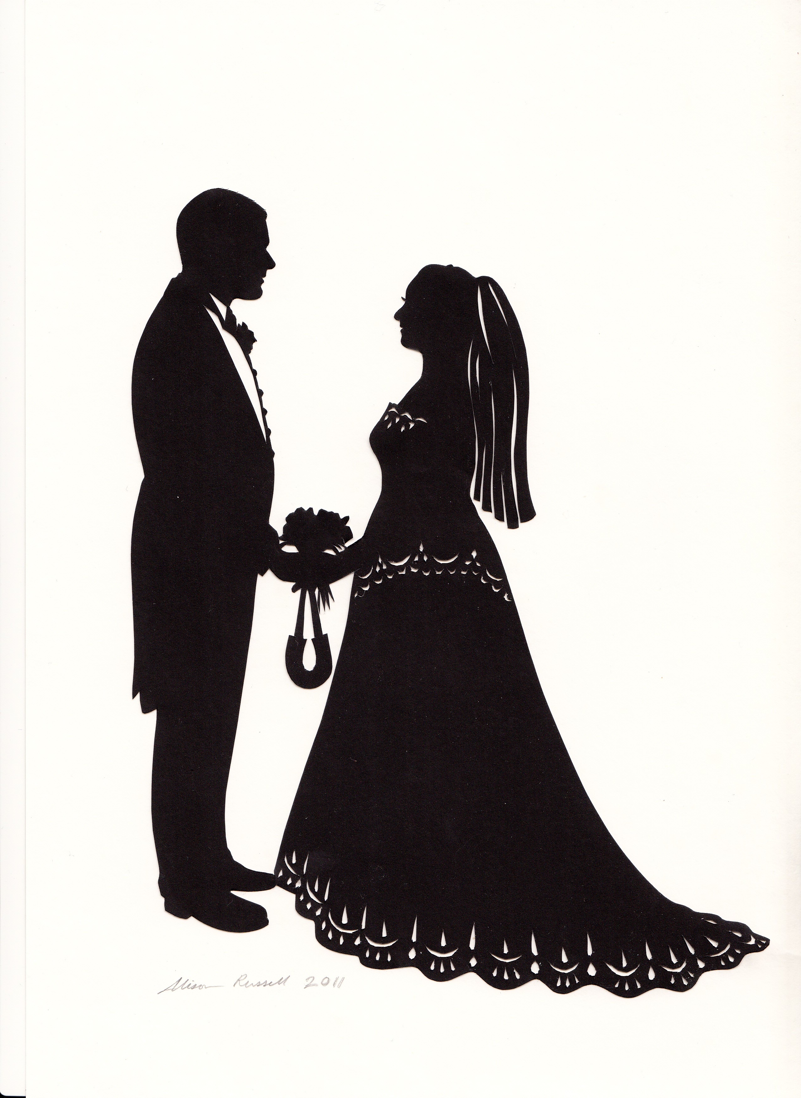 Bride And Groom Silhouette Clipart - Free Clipart