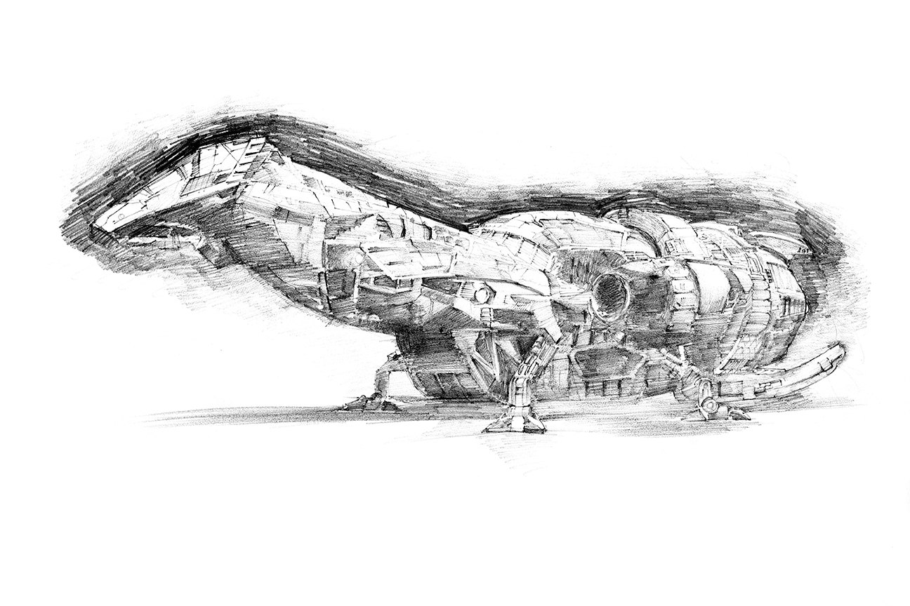 Firefly Serenity Spaceship Drawing Print by WoodlandStudioArt