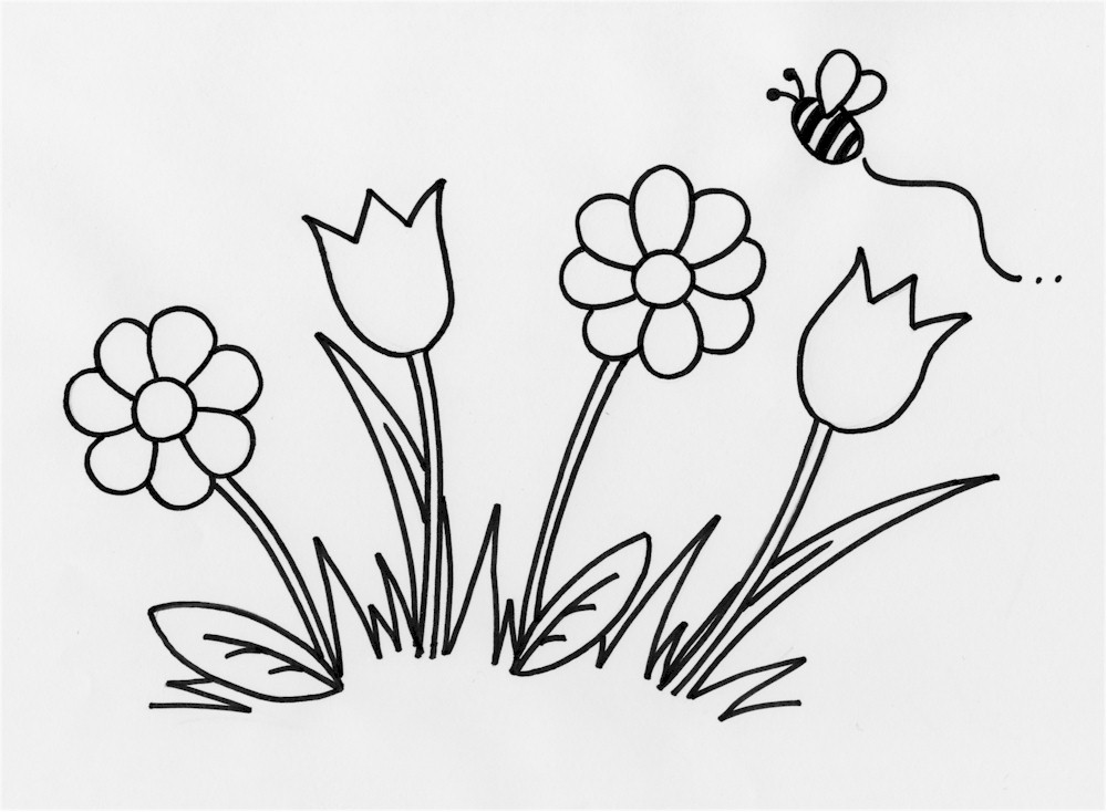 Flowers Outline - AZ Coloring Pages