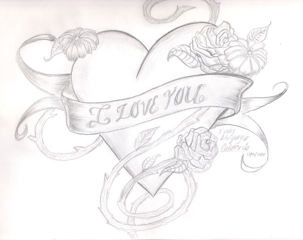 I Love You Roses And Hearts Drawings - Gallery