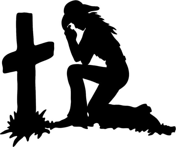 Praying Cowgirl or Cowboy Kneeling at Cross by stickEdecals