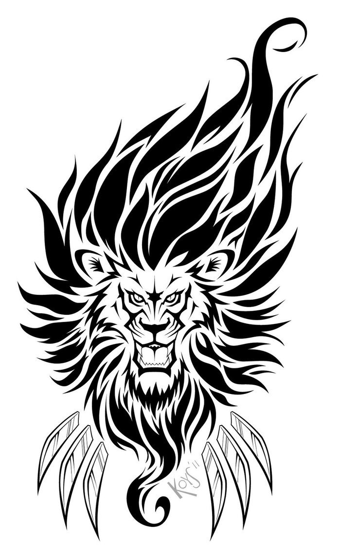 Fire Lion Tattoo Black by francogarcia on DeviantArt