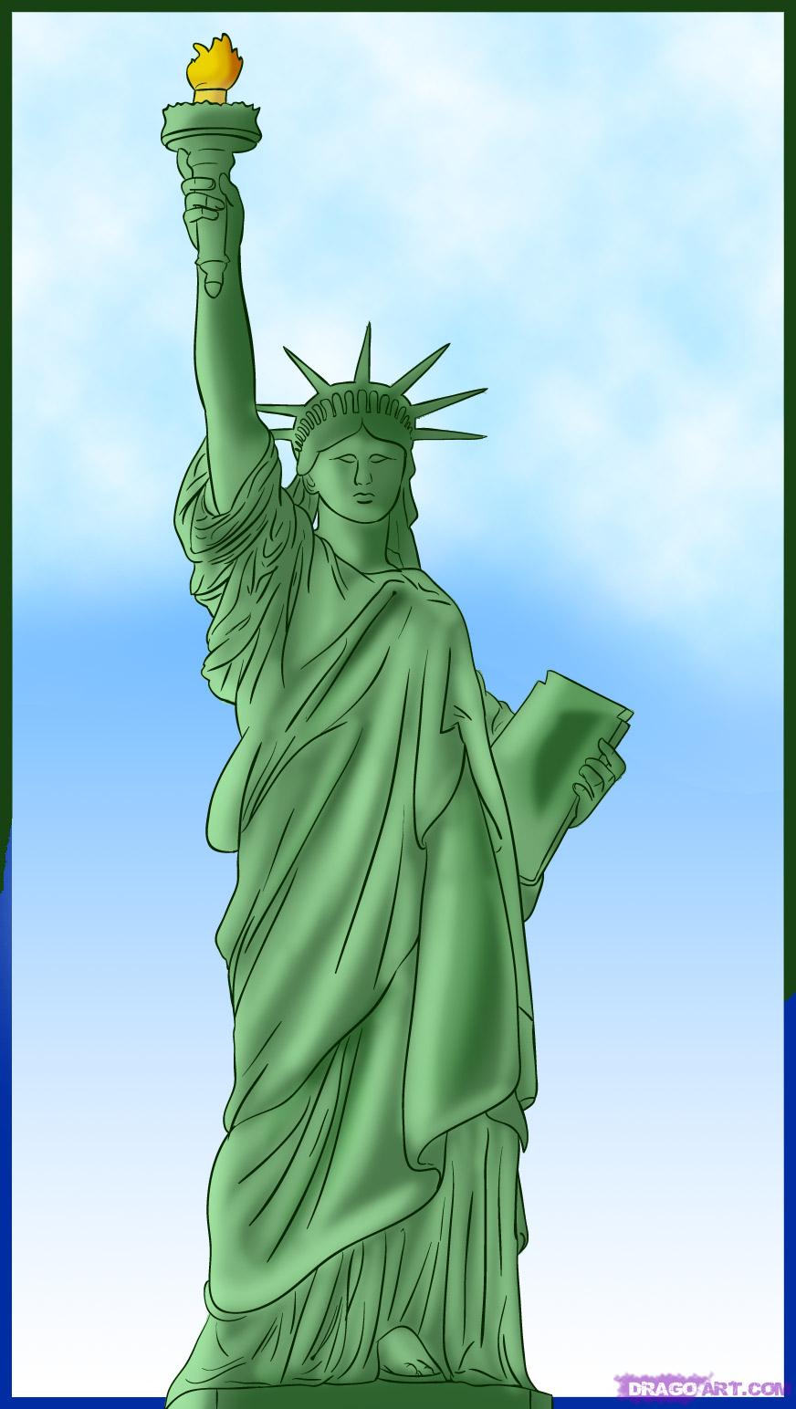 How To Draw The Statue of Liberty, Step by Step, Monuments ...
