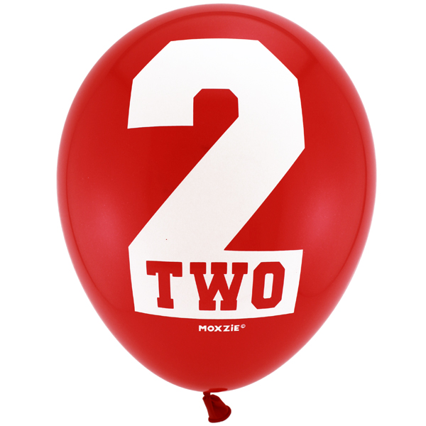 Red Number 2 Printed Latex Balloons (8) at Birthday Direct