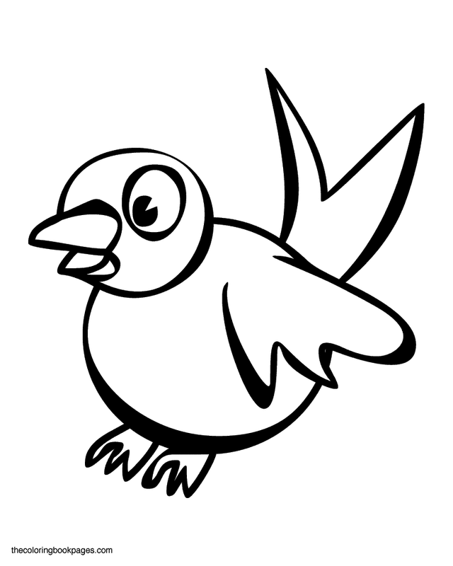 Cartoon bird flying and chirping - Bird coloring book pages