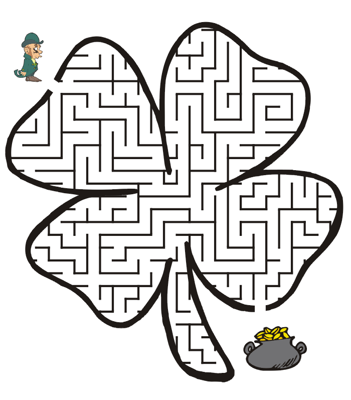 Free Printable St. Patrick's Day Maze: Four Leaf Clover
