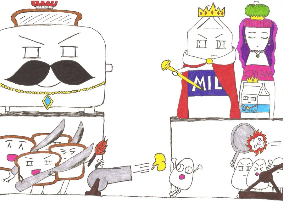 Toaster Emperor VS. The Milk Carton King by Squee102 on deviantART