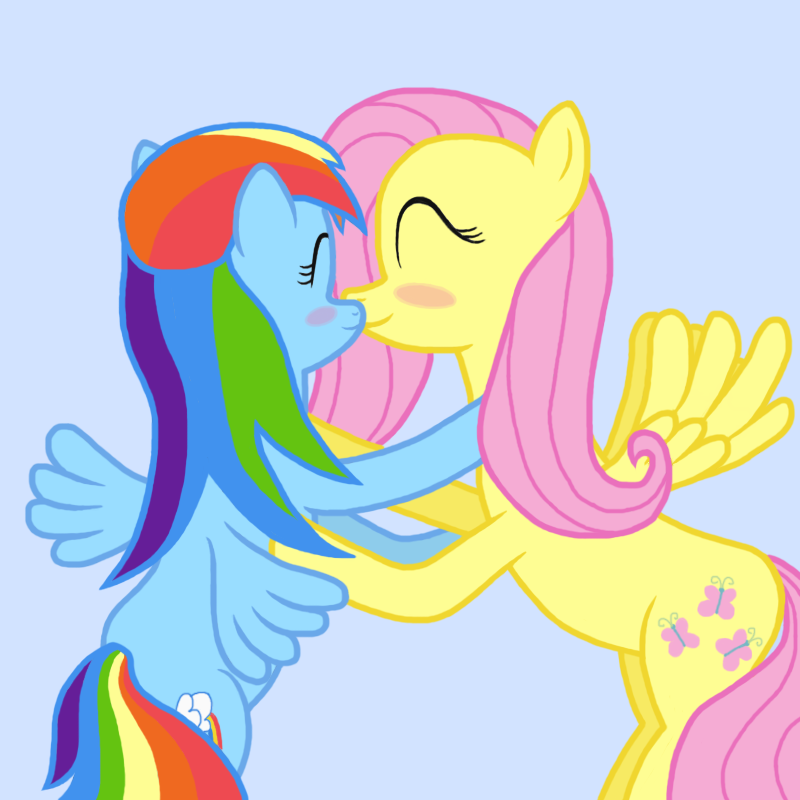 Fluttershy And Rainbow Dash Kissing by MysteriousBrony on deviantART