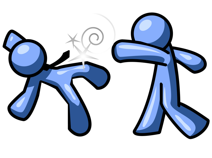 Blue Man Being Punched by Another Clipart Illustration | Uphill ...