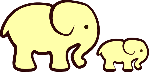 Yellow Elephant Mom & Baby clip art - vector clip art online ...