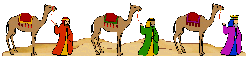 Christmas Scene - Three Wise Men With Their Camels