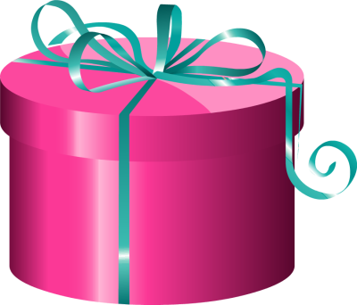 Pink Cylinder Gift Box with Blue Ribbon - Free Clip Arts Online ...
