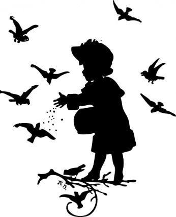 Girl Feeding Birds clip art - Download free Other vectors