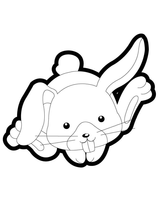 Cute Cartoon Rabbit Coloring Page | HM Coloring Pages