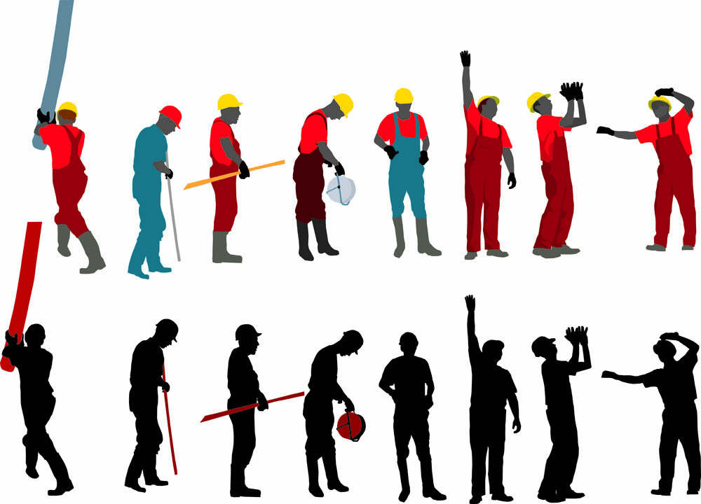 Workers with the silhouette image 03 vector Free Vector / 4Vector
