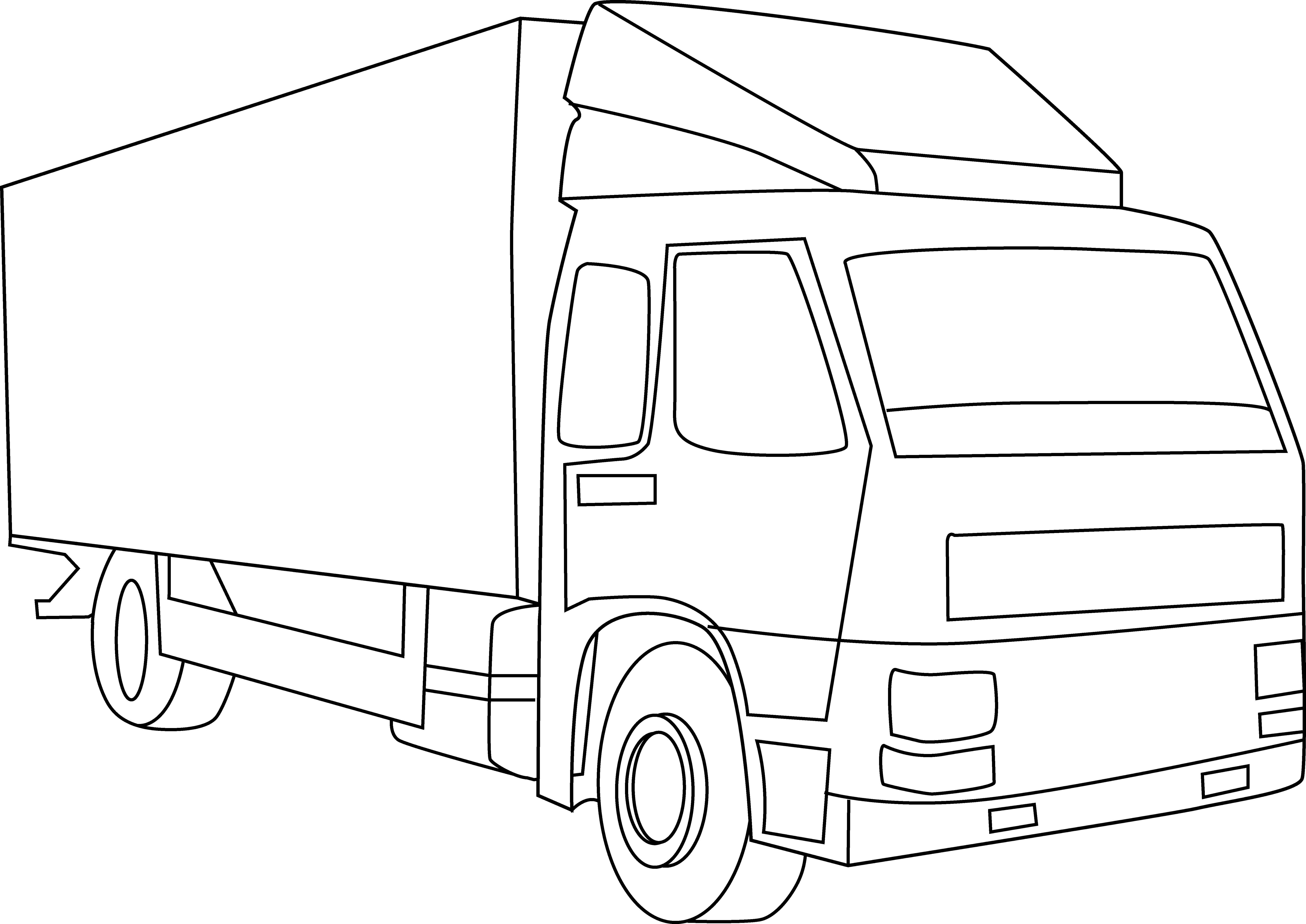 Cargo Truck Line Art - Free Clip Art