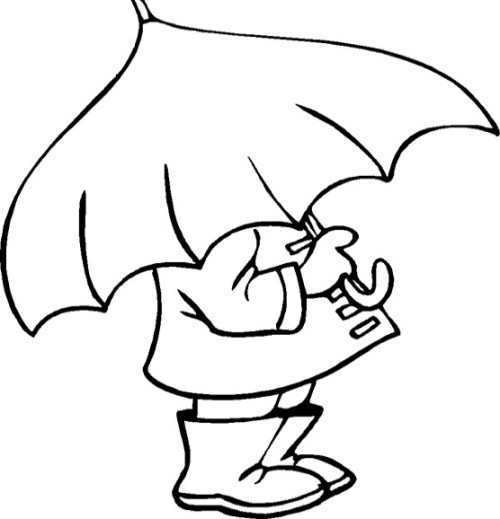 Kitty With Umbrella Coloring For Kids - Umbrella Day Coloring ...