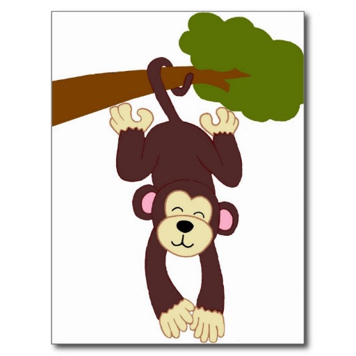Brown Monkey Hanging From a Tree Branch Postcards | Zazzle