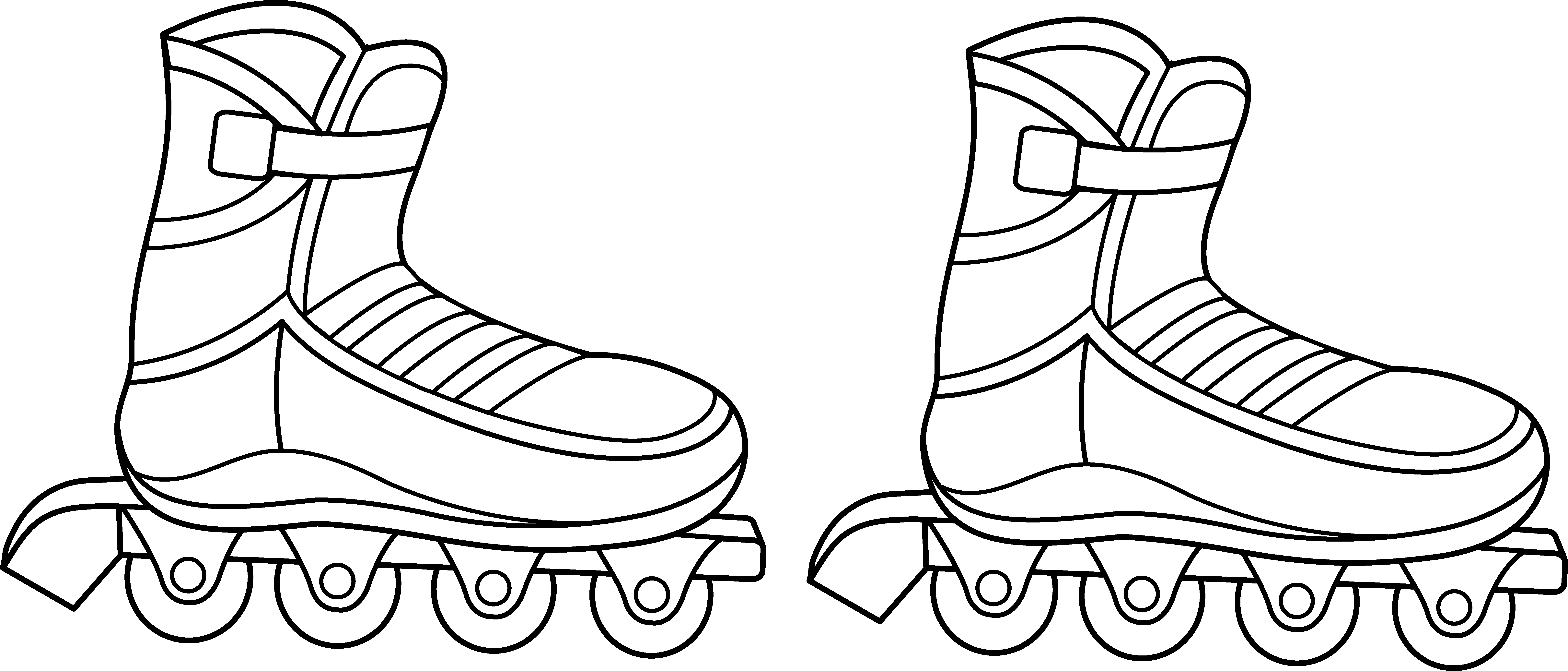 Rollerblades Colorable Line Art - Free Clip Art